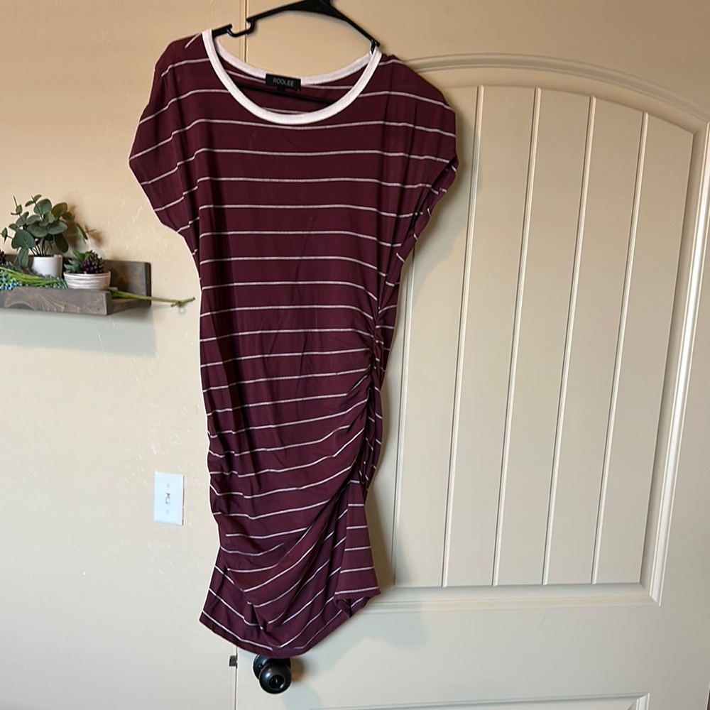 Women's‎ Maternity Striped Burgundy Dress